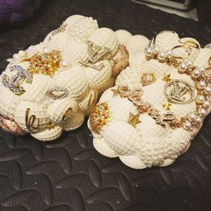 Summer friendly blinged charm croc bubble slides/shoes